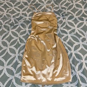 Silk gold mini dress
